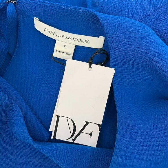 DVF Diane von Furstenberg Wylda shift dress neptune blue ruffle drape new 2 - Picture 5 of 6